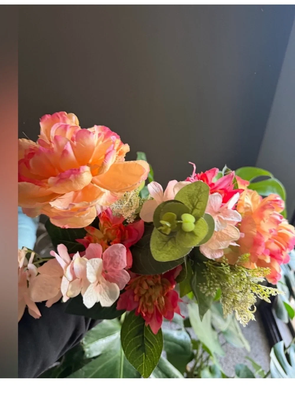 Pink and Peach Faux Peony Bouquet NWT
